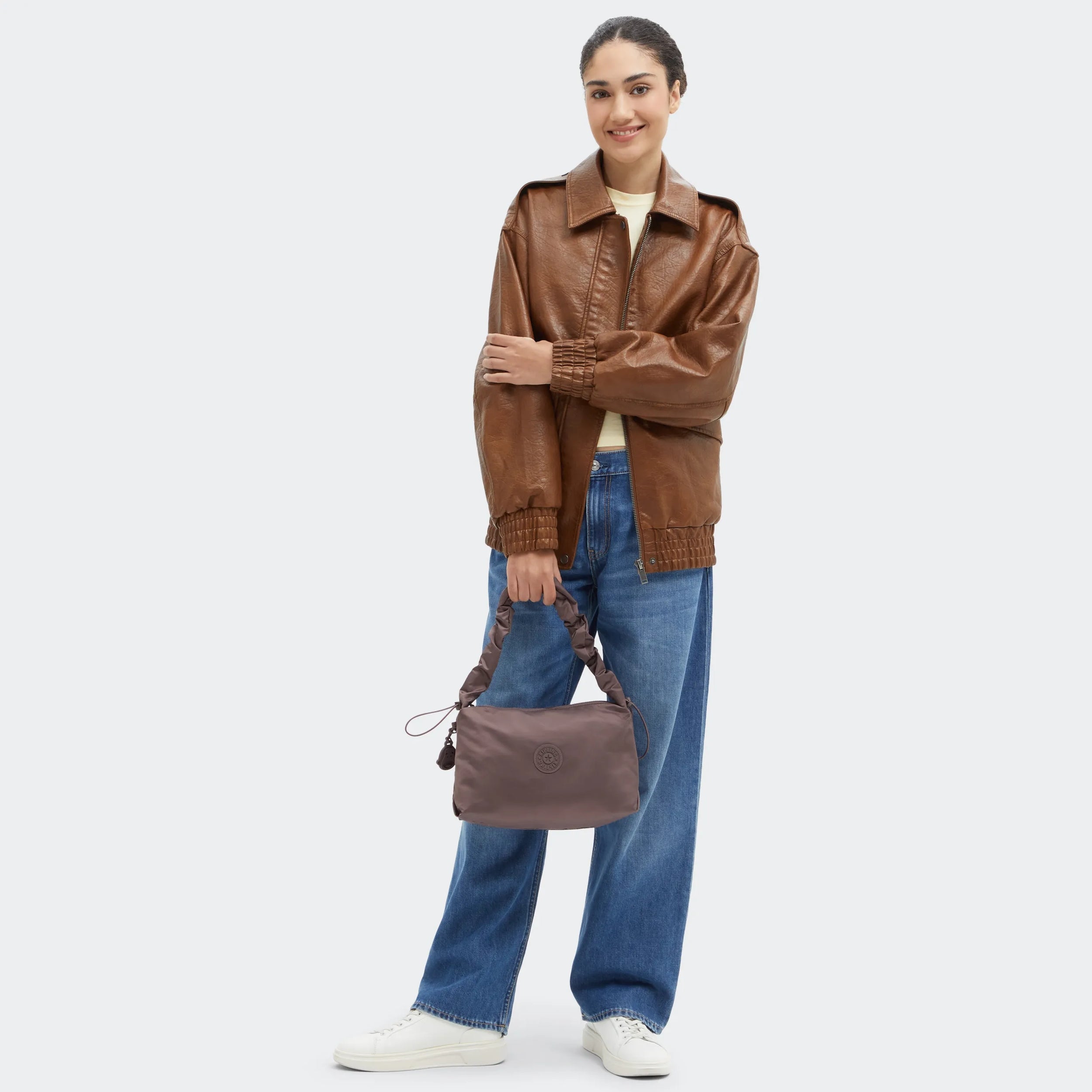 Eleni Medium Smooth Satin Shoulder Bag - Image 2